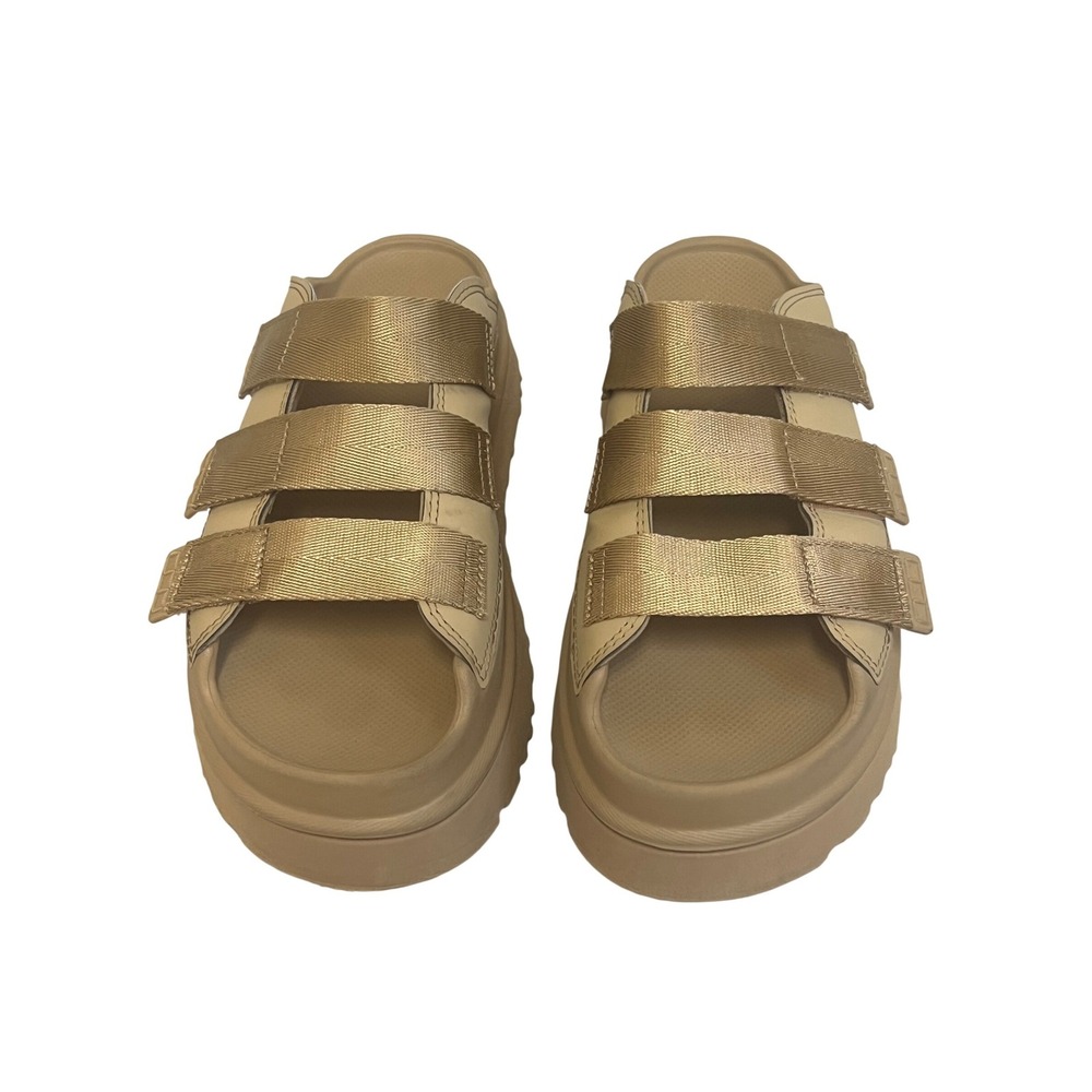 UGG GoldenGlow Sandal Womens Tan Slide Sz 9 Platform Chunky Strap Gorpcore